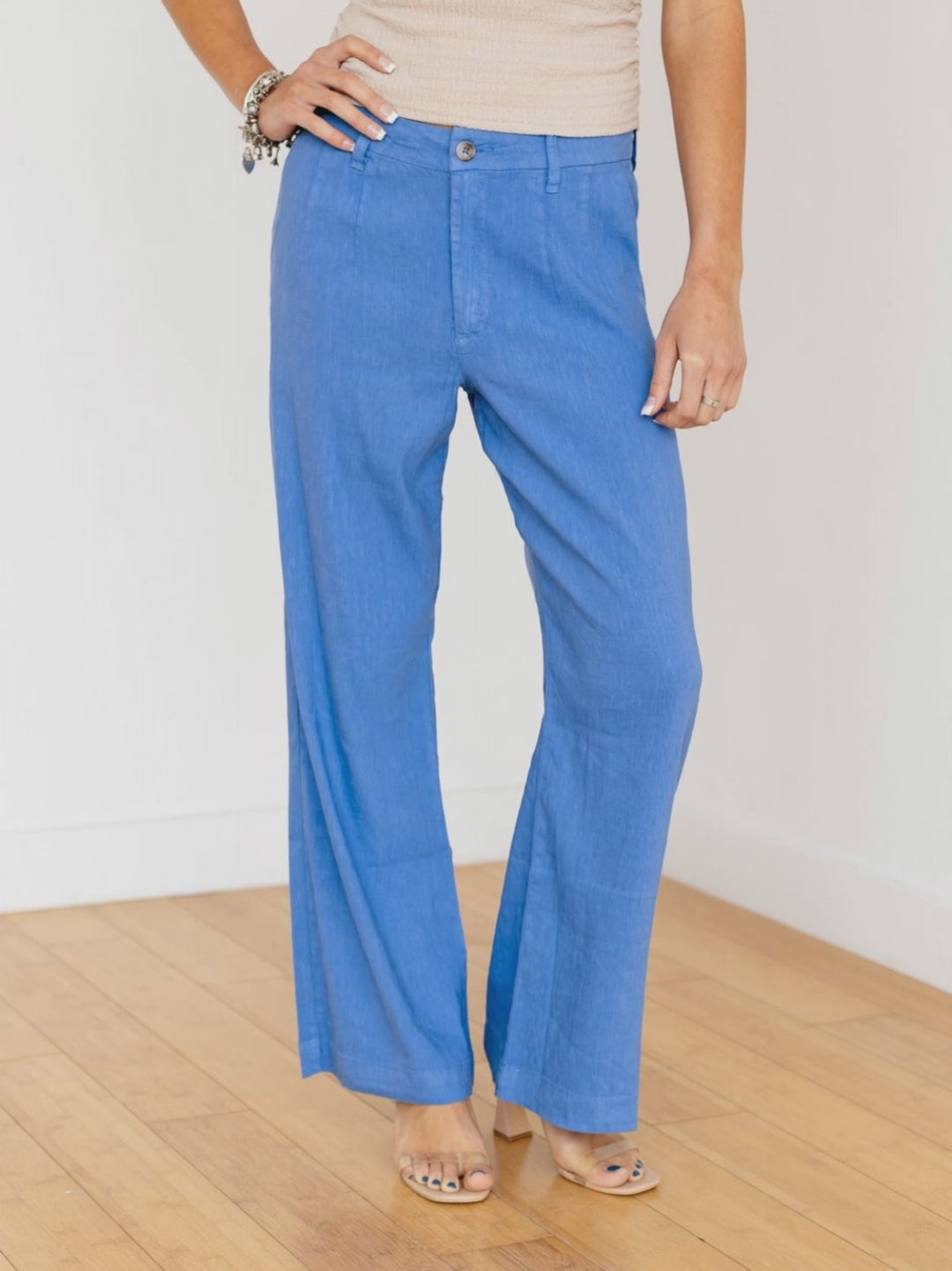 blue wide leg pant