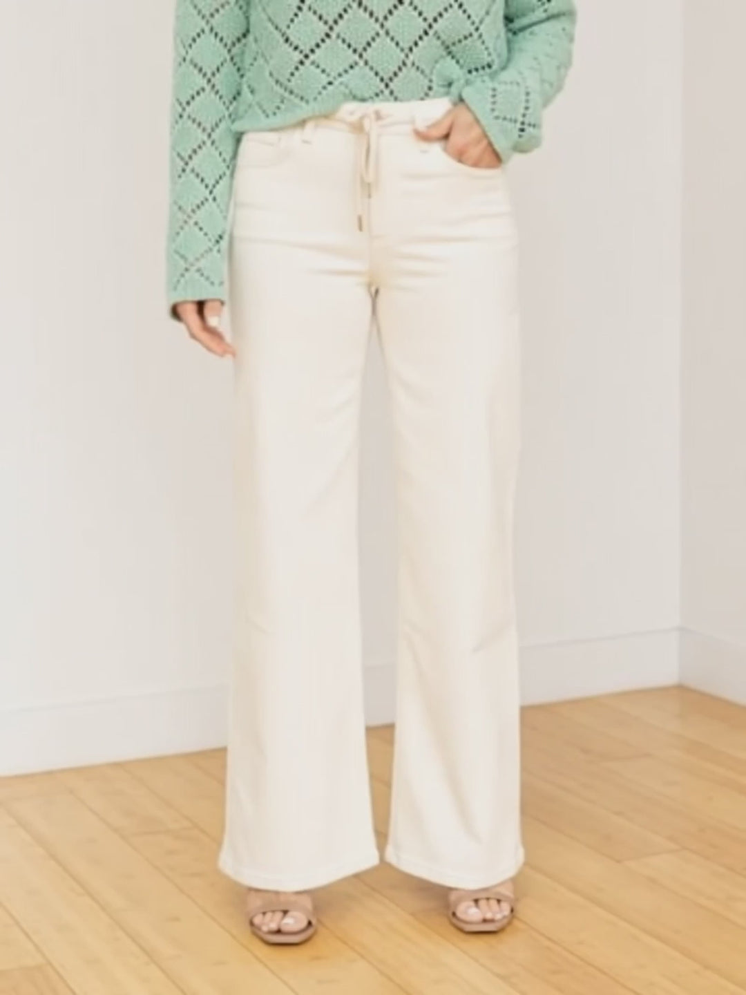 VERVET Natural High Rise Drawstring Wide Leg