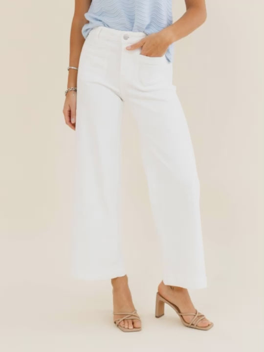 warm white high rise pant