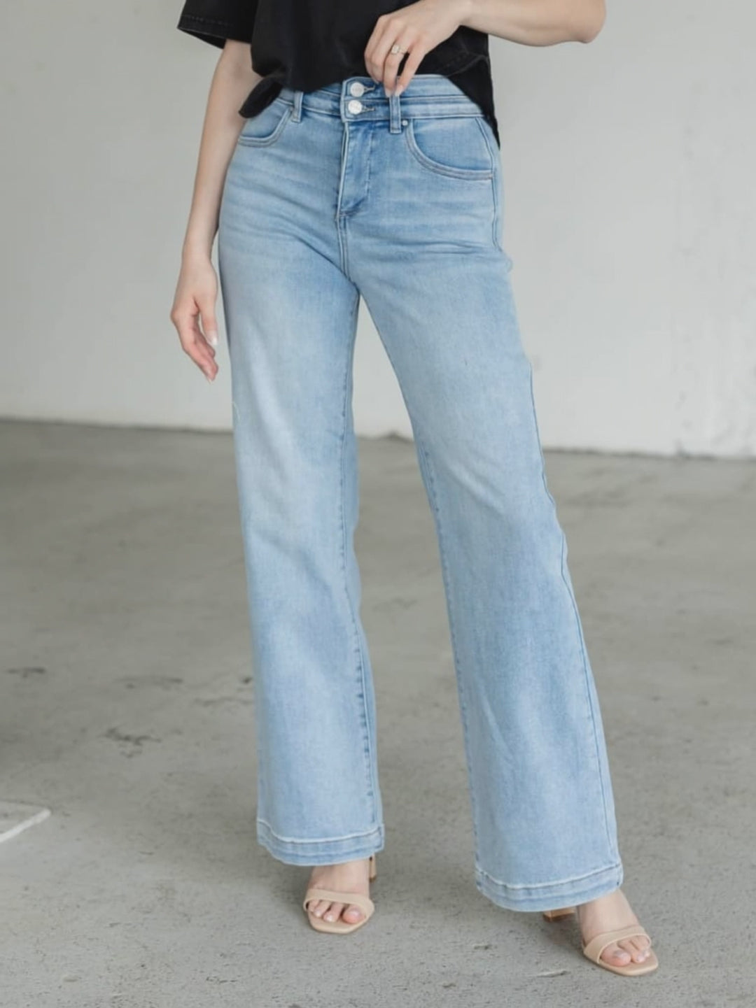 light wash wide leg denim