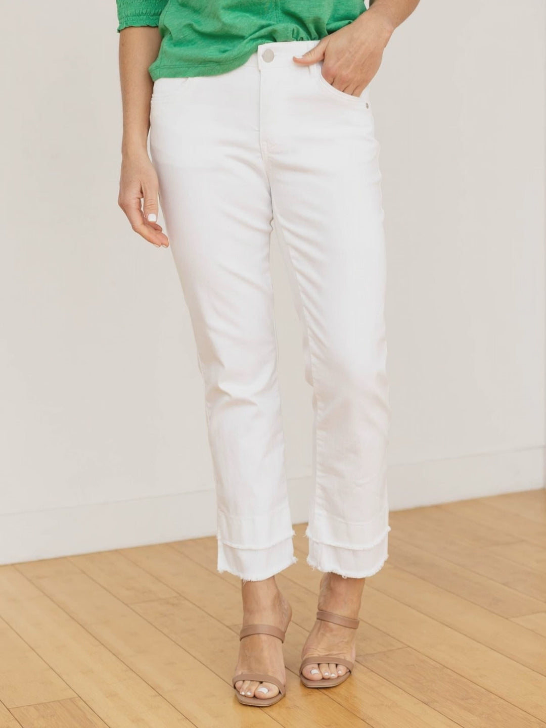 Democracy Optic White Ab Solution Kick Flare Double Layer Fray