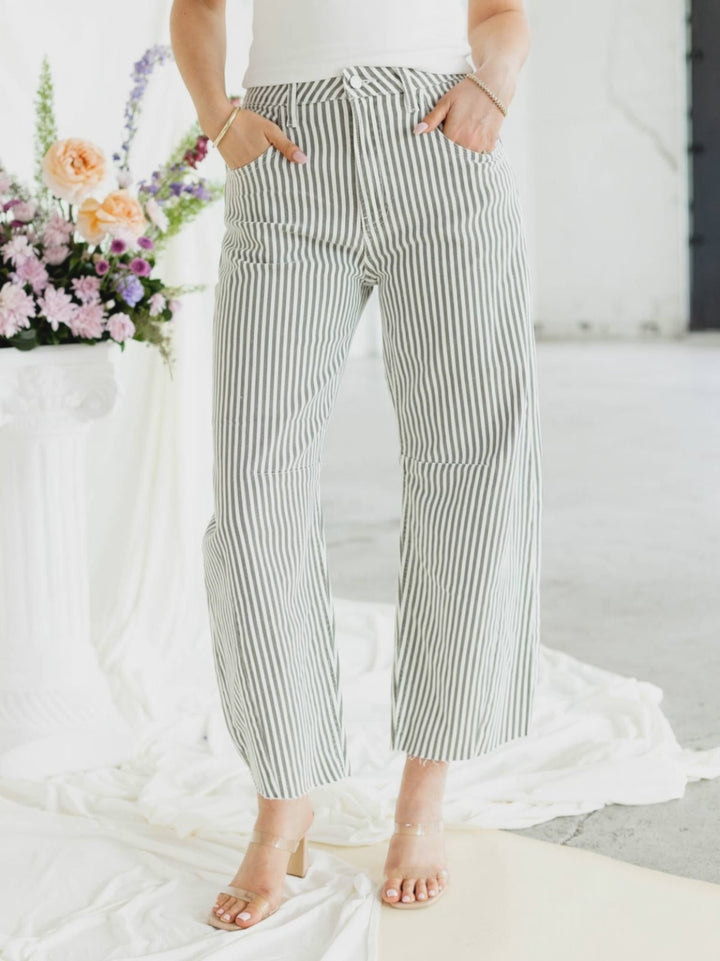 stripe barrel denim