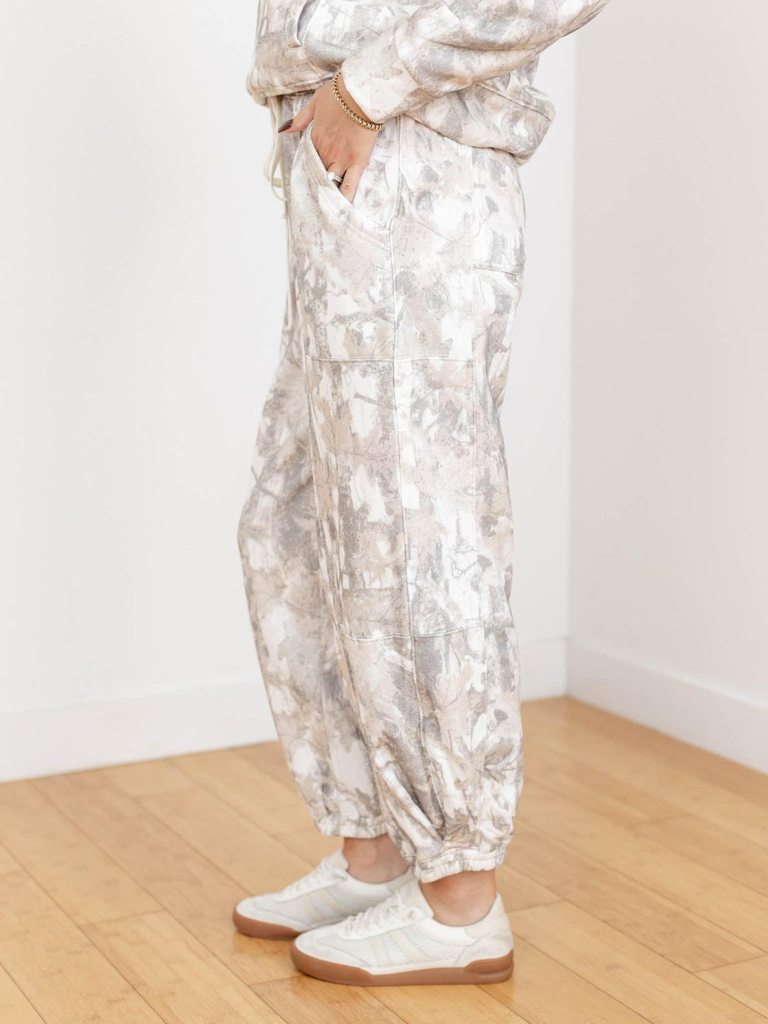 neutral camo printed jogger