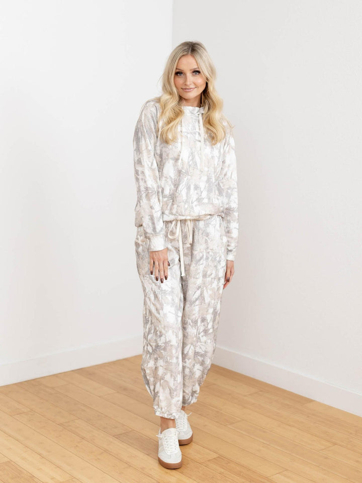 neutral camo printed jogger