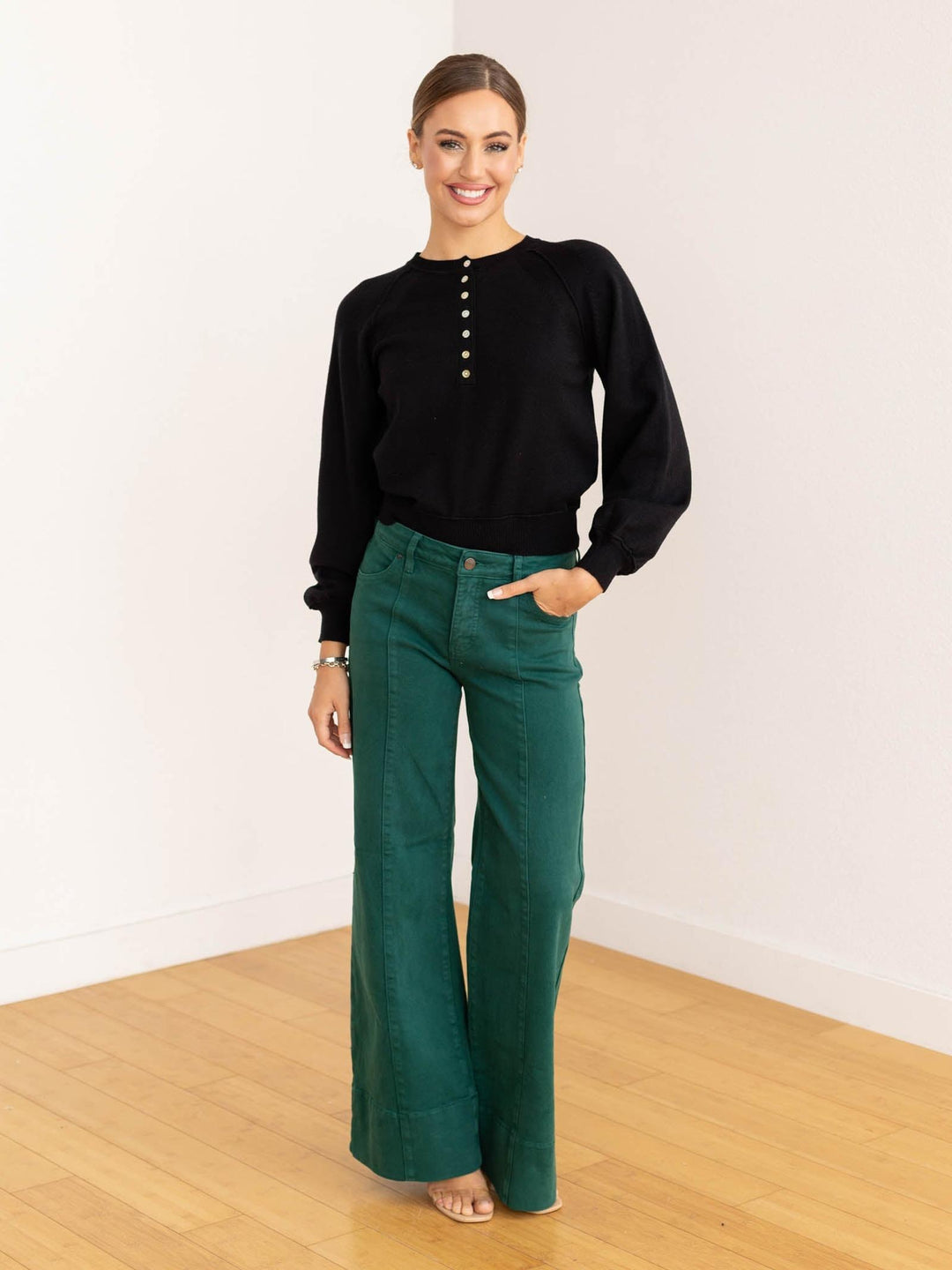 black half button sweater