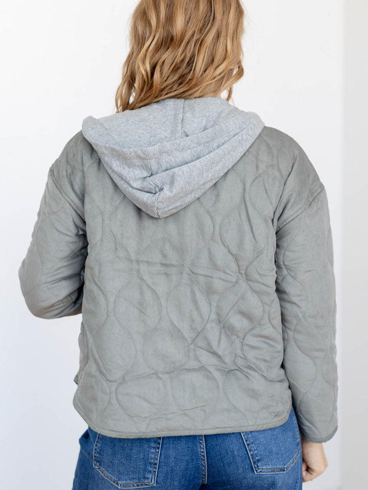 olive hooded quilted jacket