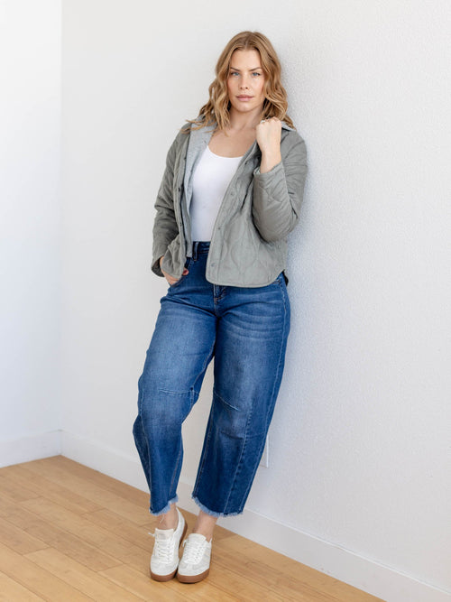 olive hooded quilted jacket