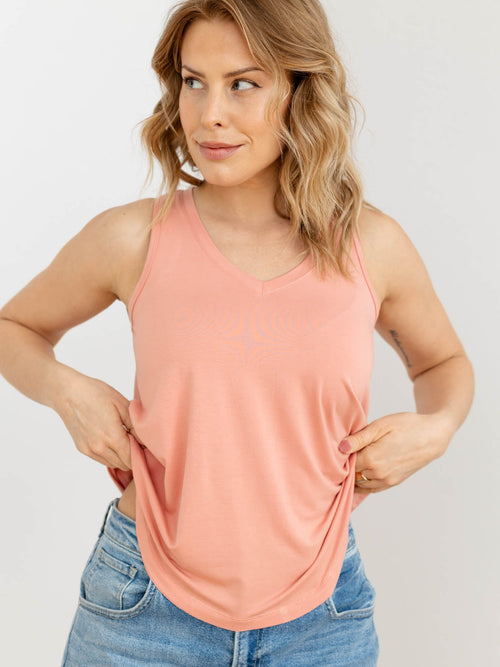light coral racerback v-neck flowy tank
