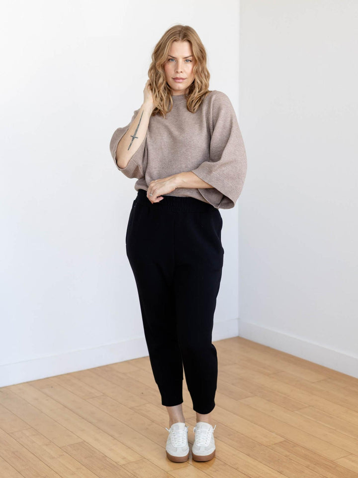 relaxed raglan short sleeve sweater