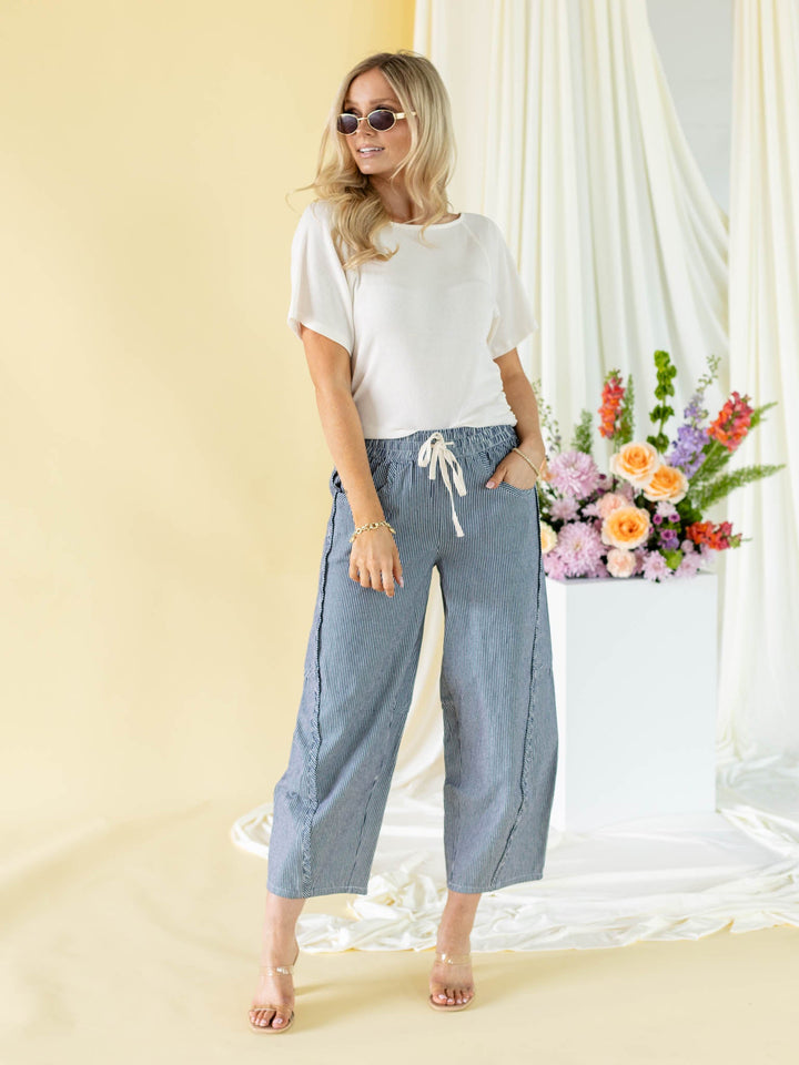 stripe barrel pant