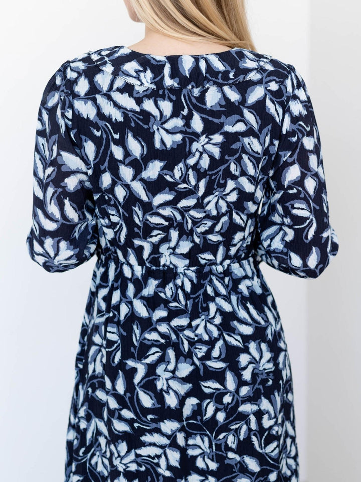 navy blue floral dress