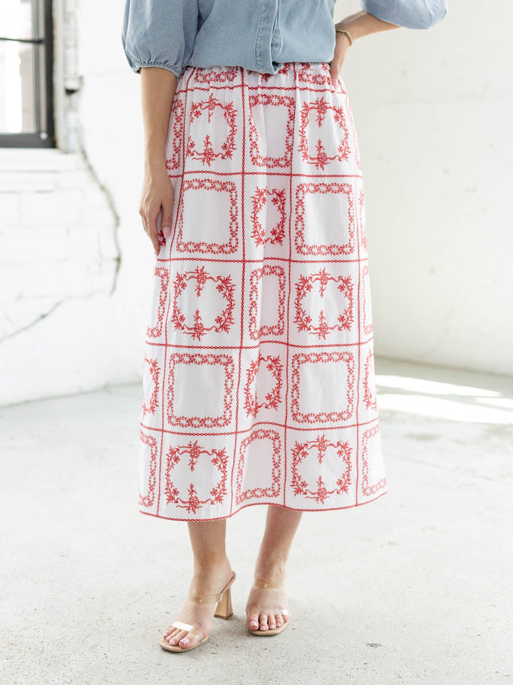 patch embroidered skirt