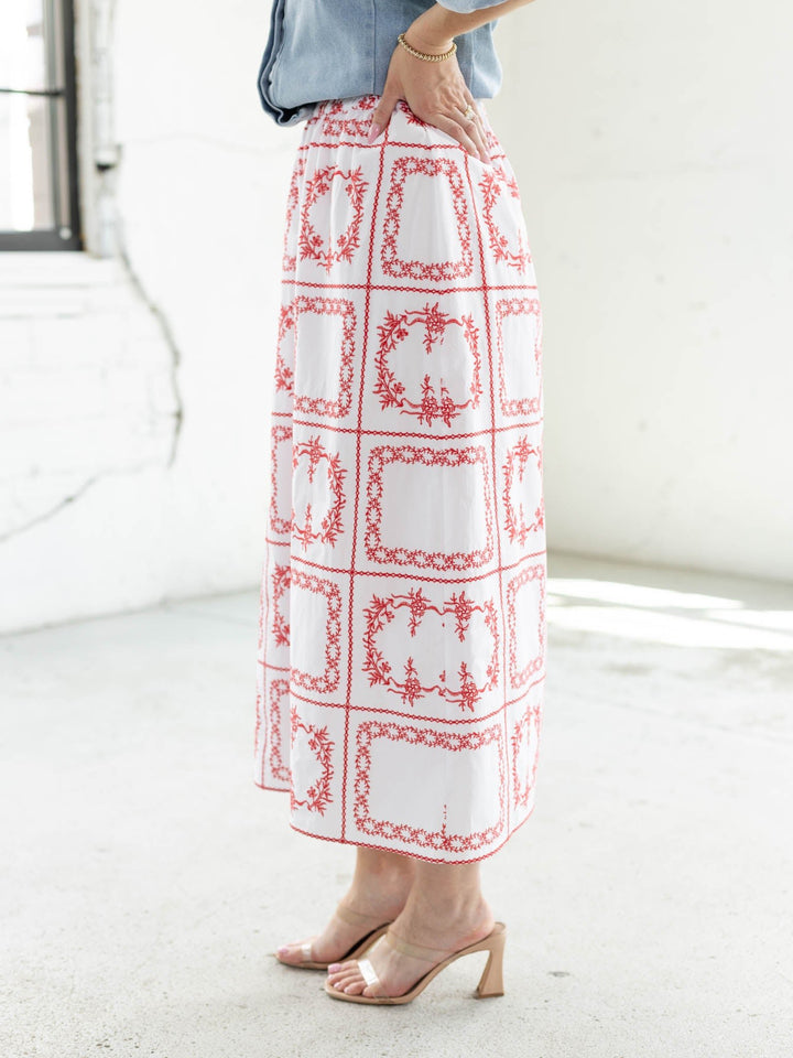 patch embroidered skirt