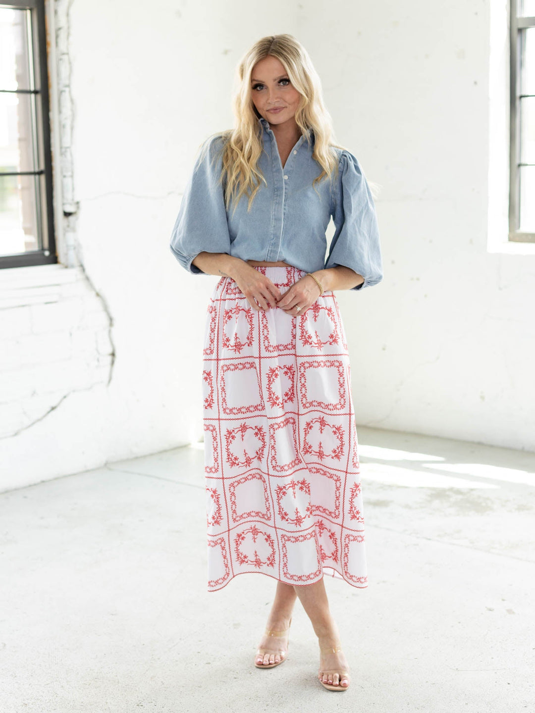 patch embroidered skirt