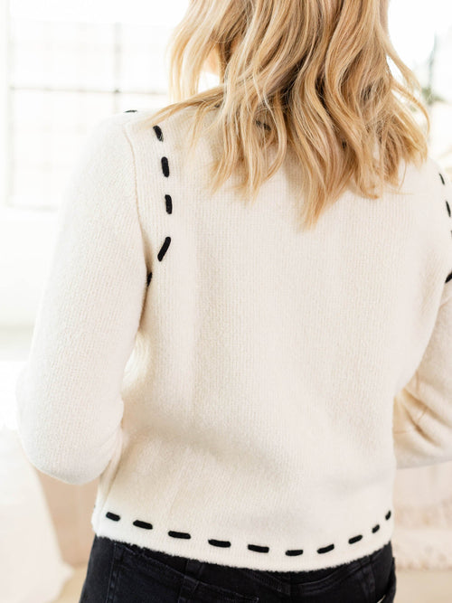 cropped contrast stitch cardigan