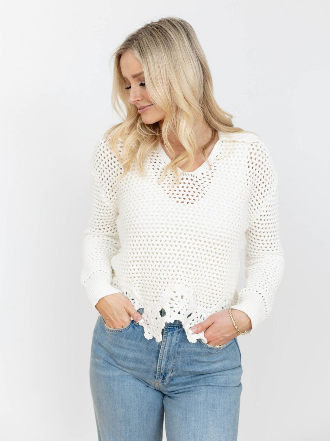 white sweater
