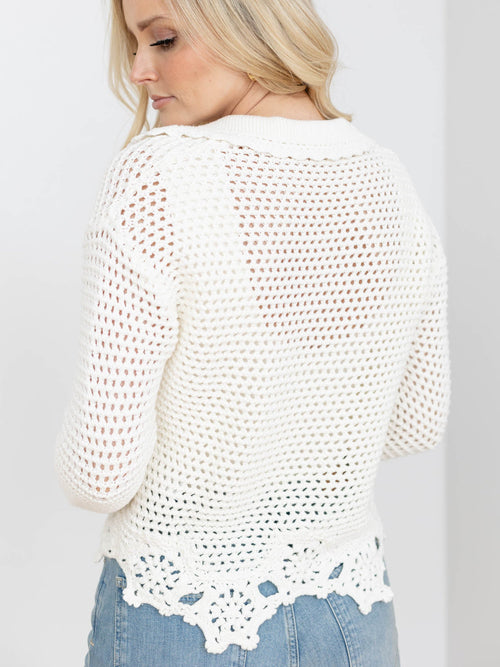 scalloped edge sweater