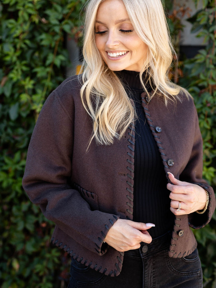 two tone structured boxy jacket