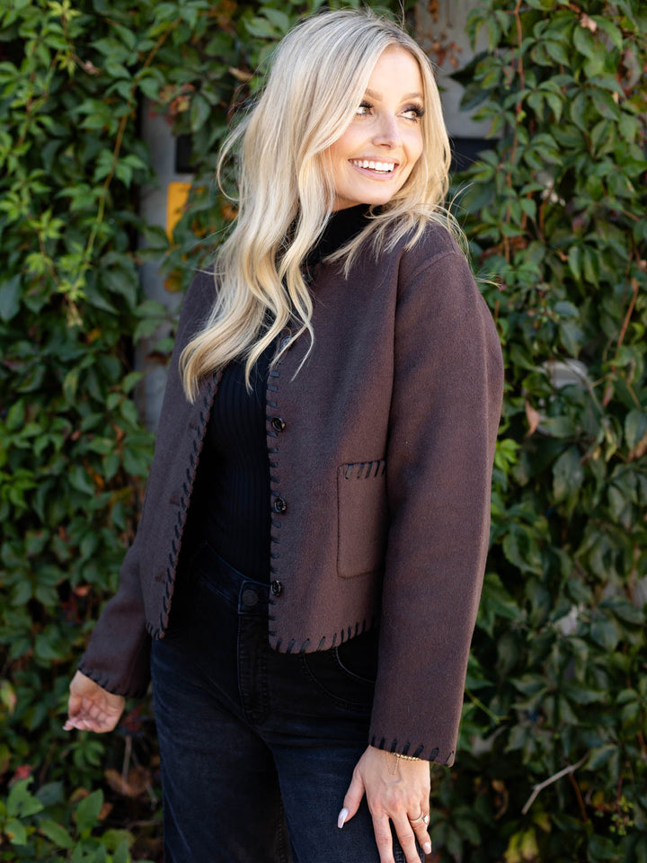 two tone structured boxy jacket