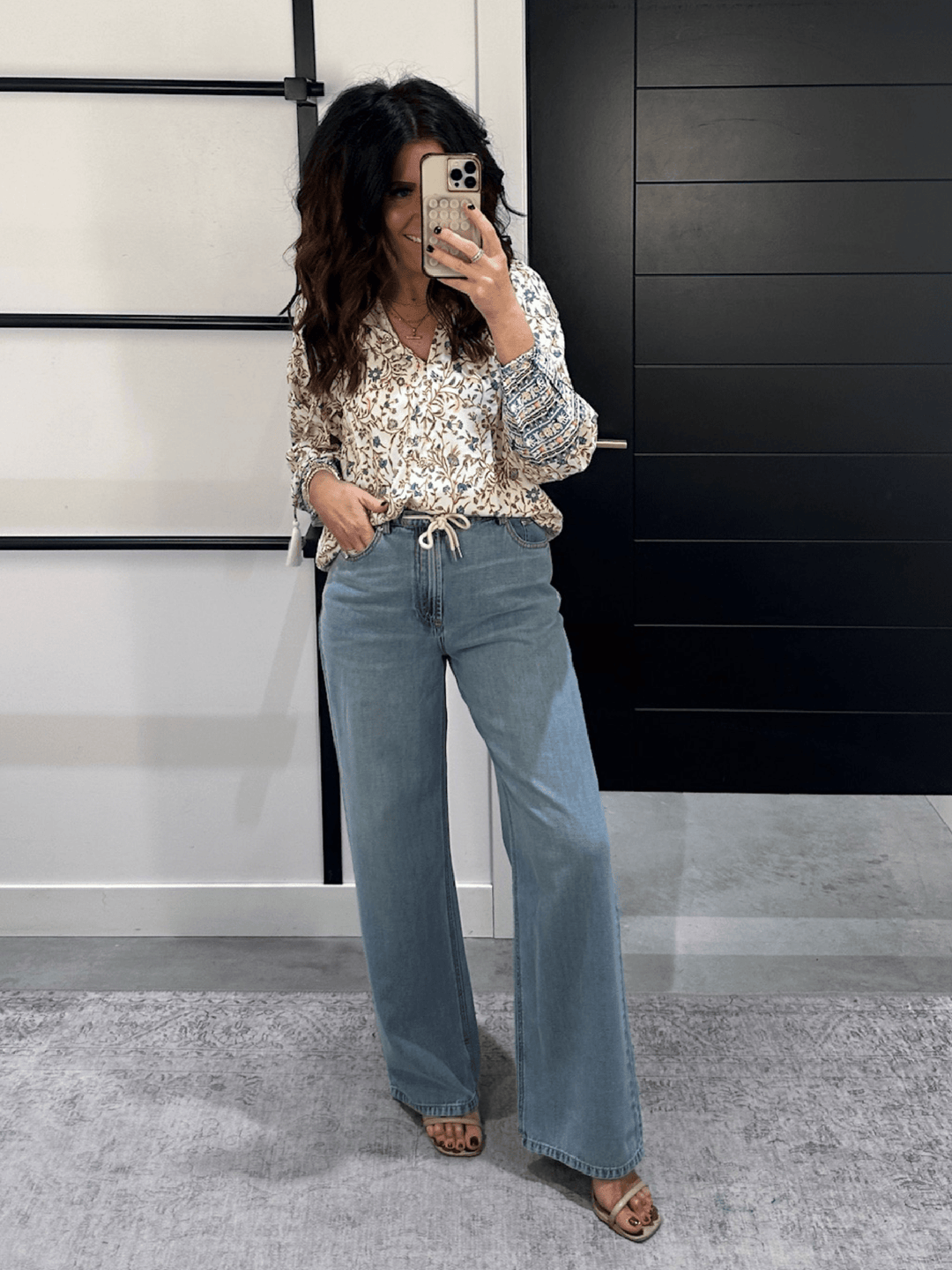 light wash denim with drawstring waist