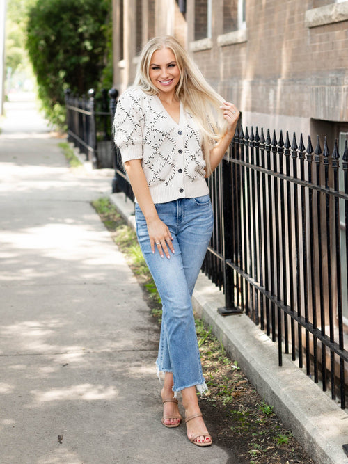 contrast stitch knit cardigan sweater