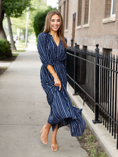 stripe tiered dress