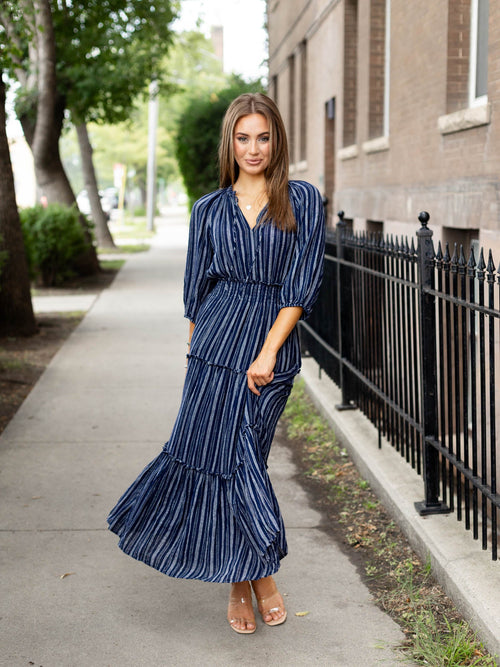 stripe tiered dress