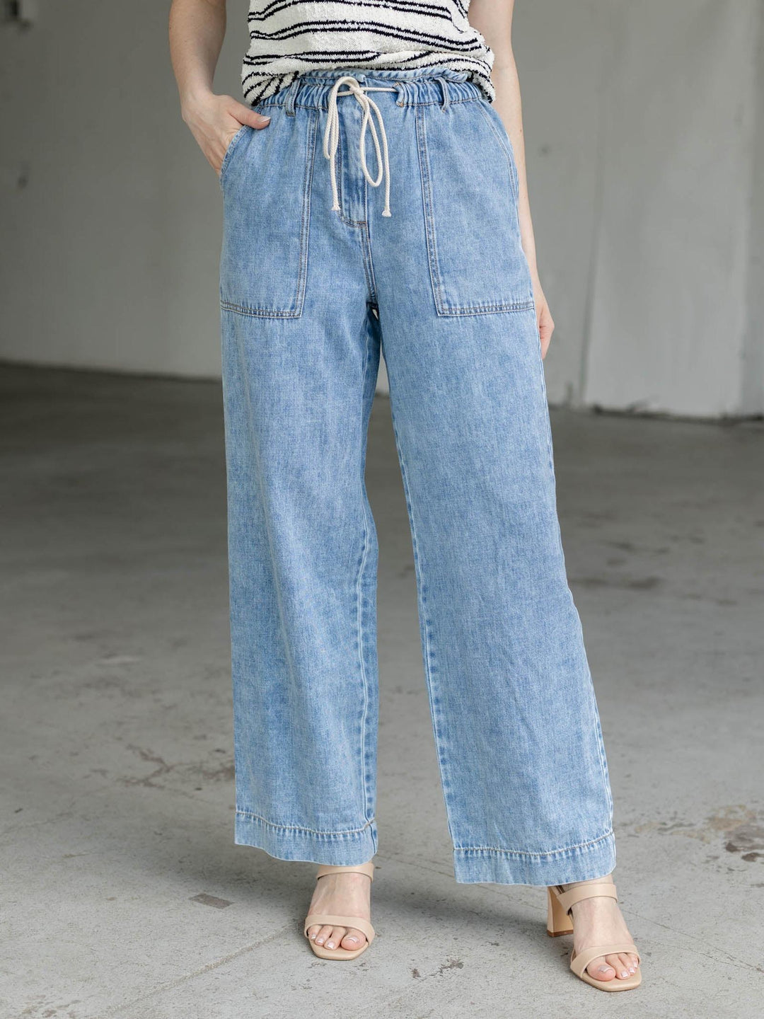 flowy denim pants