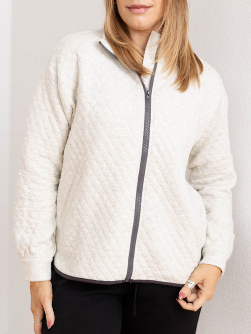 quilted zip front jacket