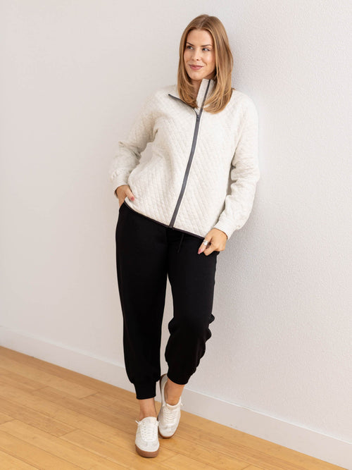 quilted zip front jacket