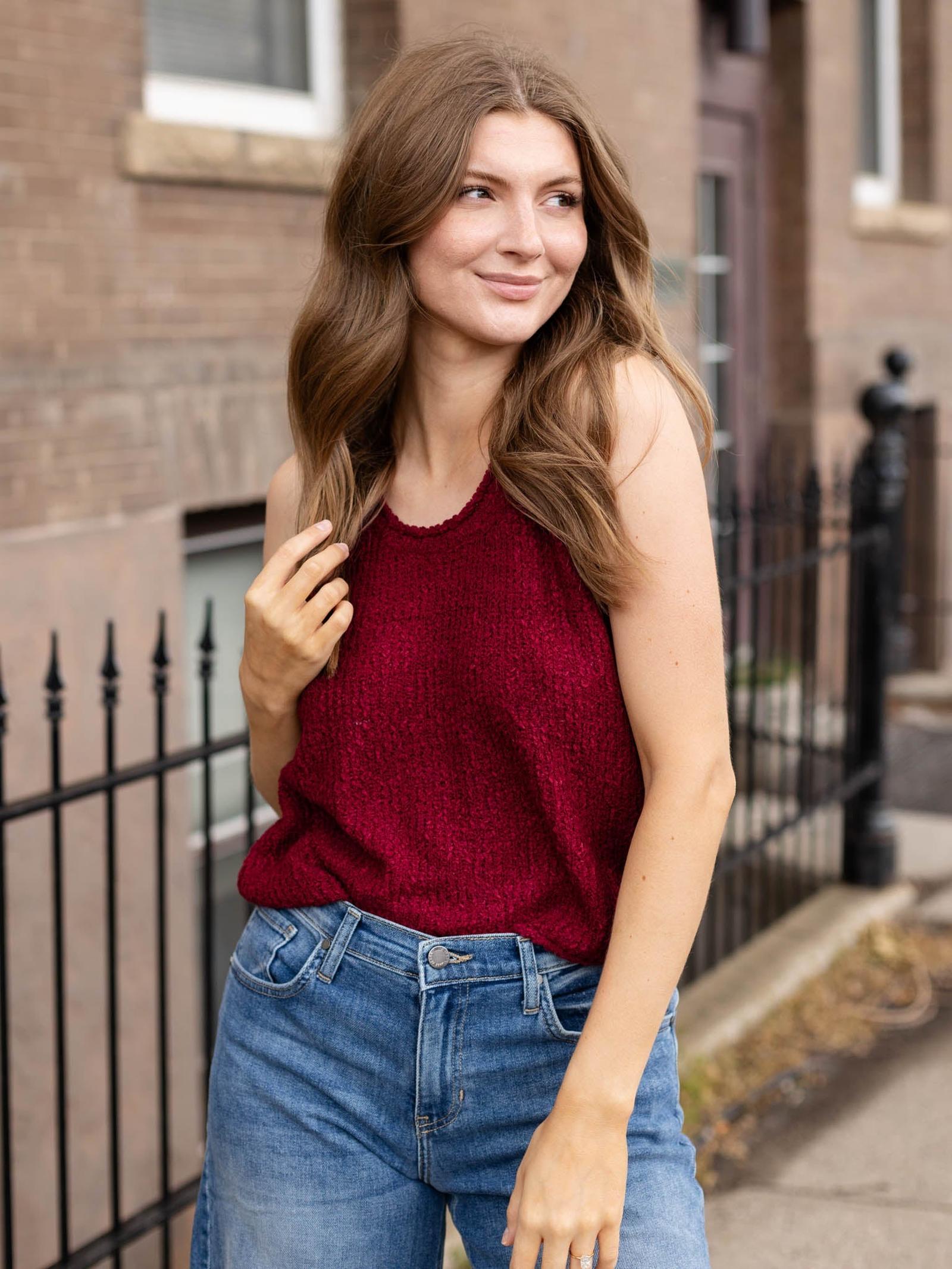 Relaxed Fit Sleeveless Textured Knit Top — Lightweight