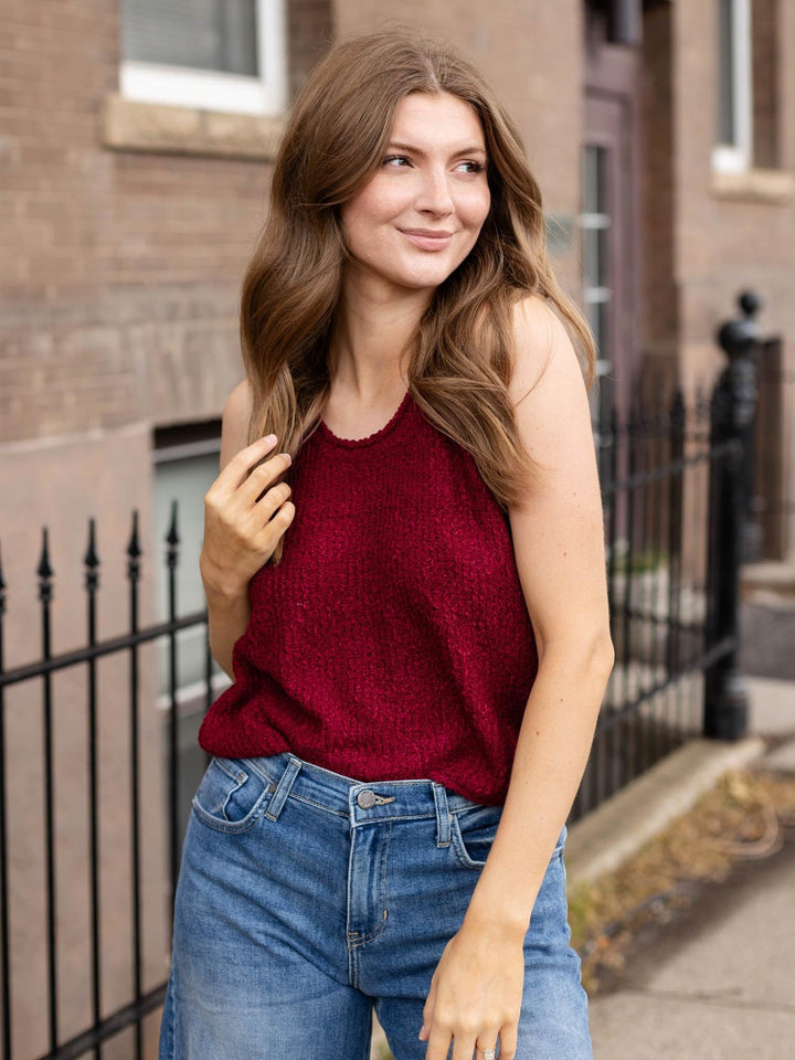 Relaxed Fit Textured Sleeveless Knit Top