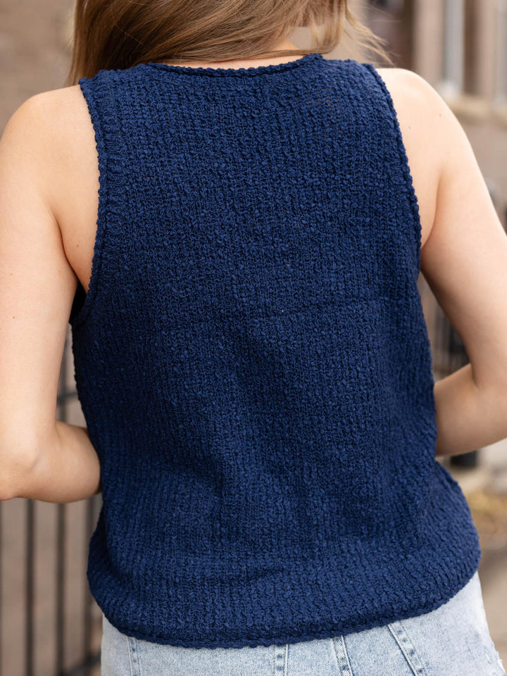 Relaxed Fit Textured Sleeveless Knit Top