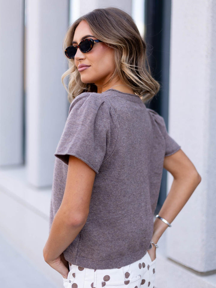 short sleeve button front cardi