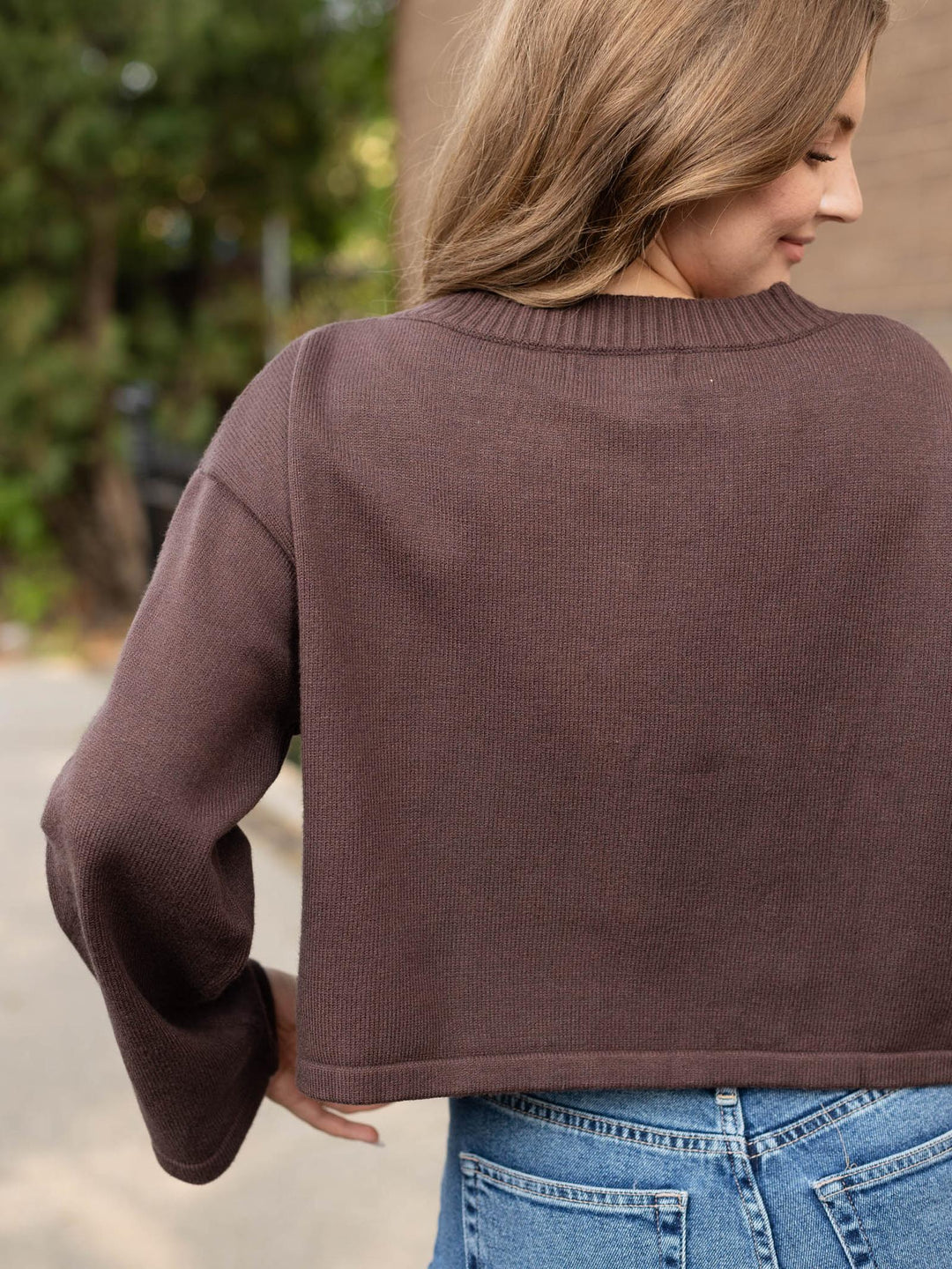 Rib Crew Boxy Cropped Cardigan