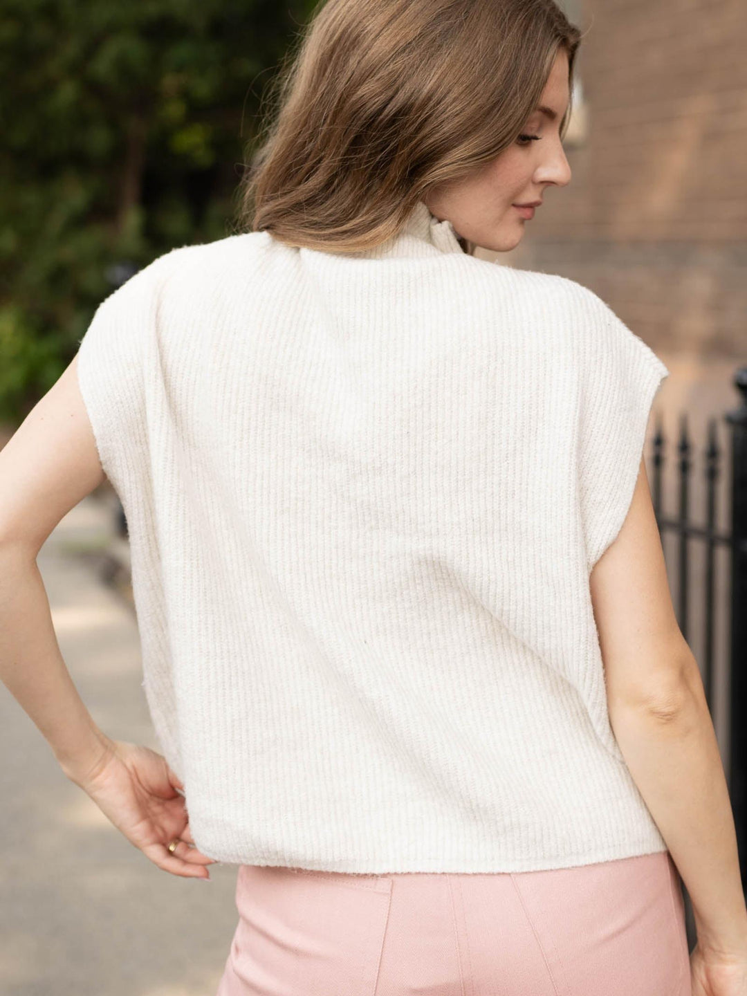 Ribbed Mock Neck Sweater Vest