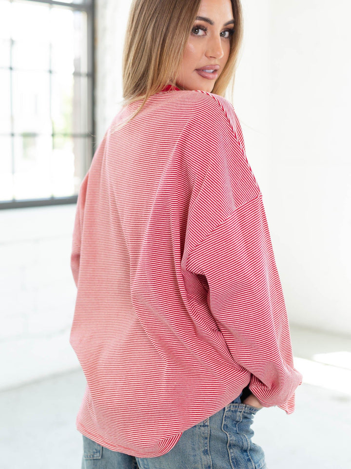 Ribbed Oversized Stripe Top
