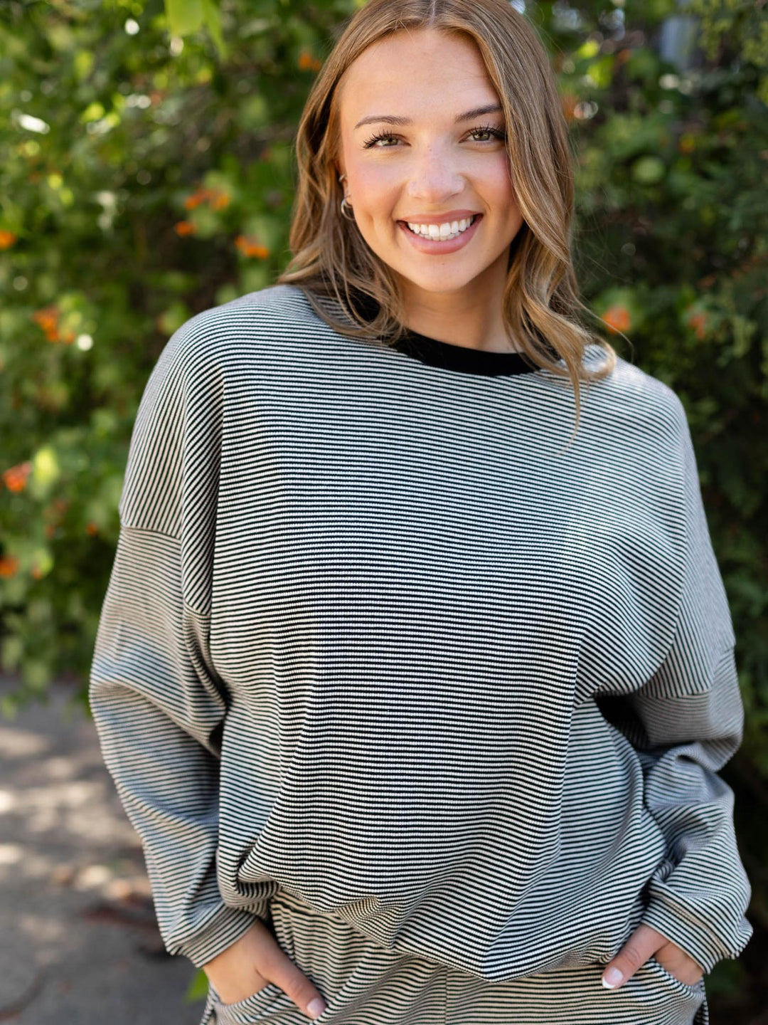 striped oversized top