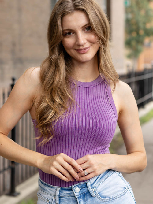 violet washed ribbed tank