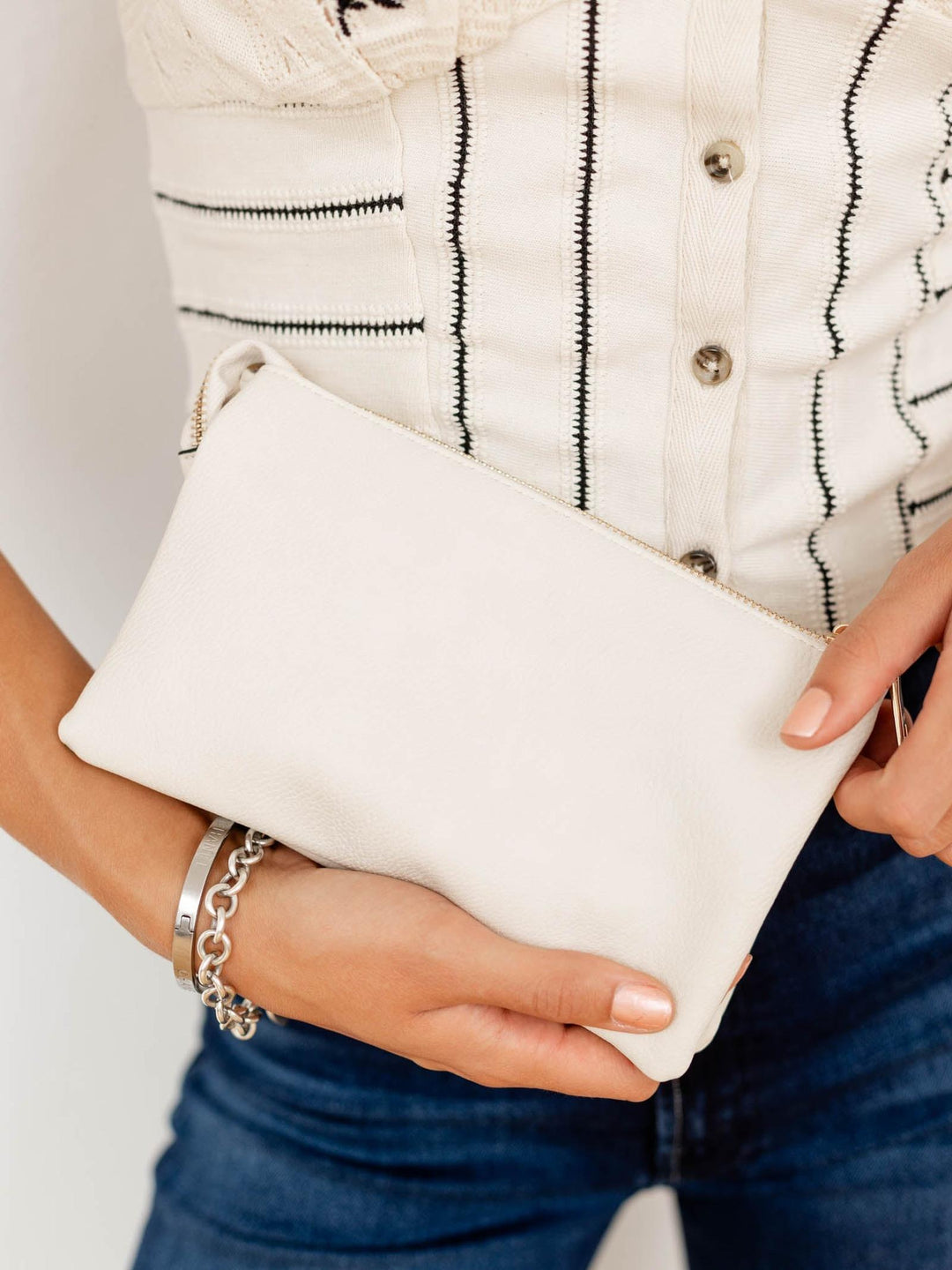 cream soft wristlet