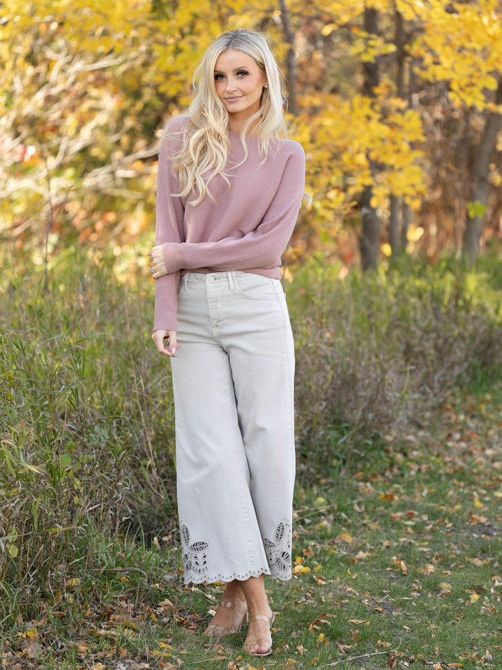 RISEN Almond Tummy Control High Rise Embroider Hem