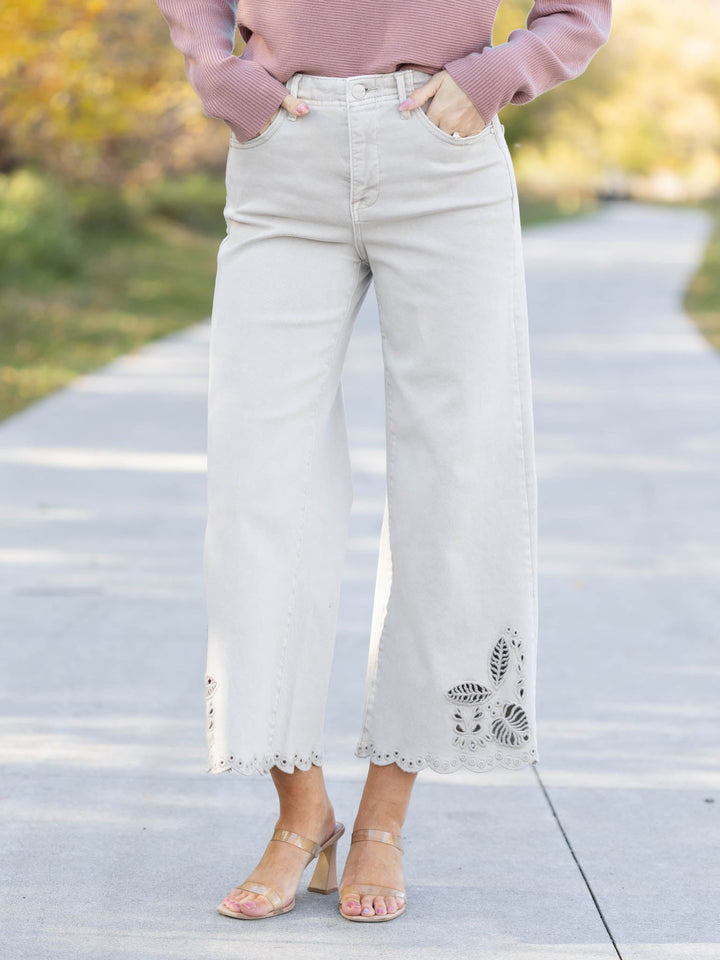 RISEN Almond Tummy Control High Rise Embroider Hem