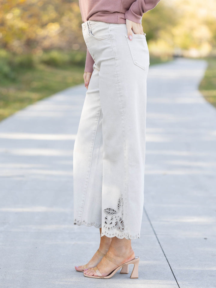 RISEN Almond Tummy Control High Rise Embroider Hem