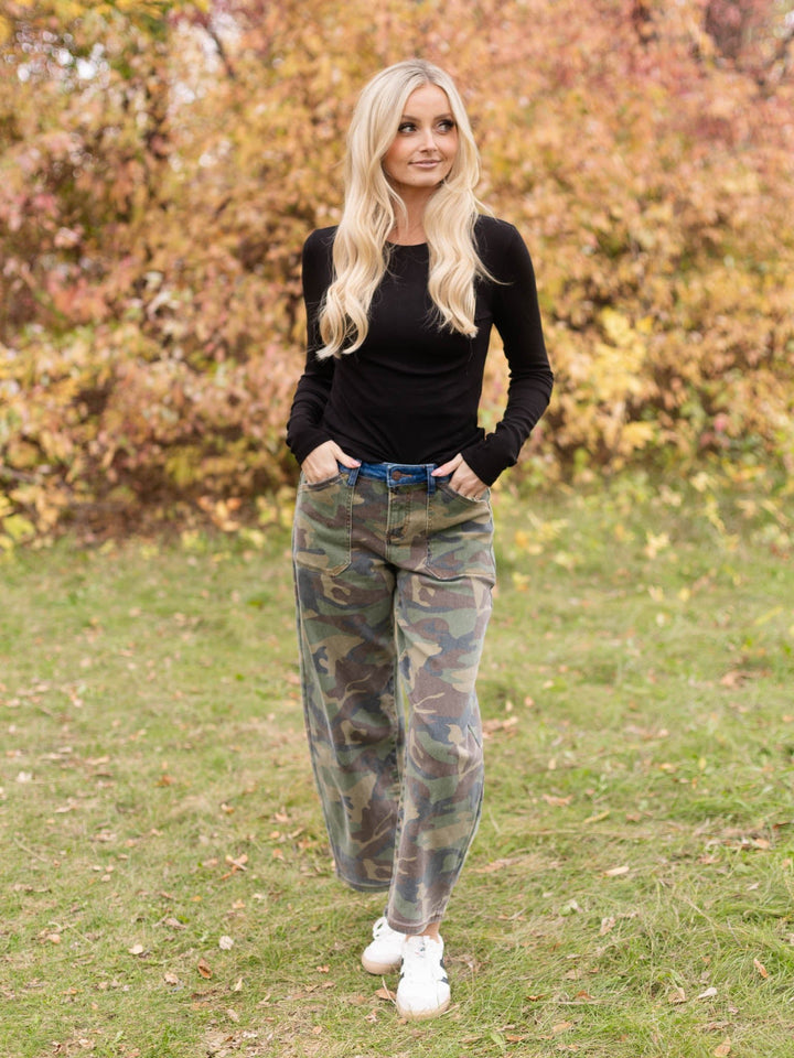 RISEN Camo Combo Slouchy Cropped Barrel