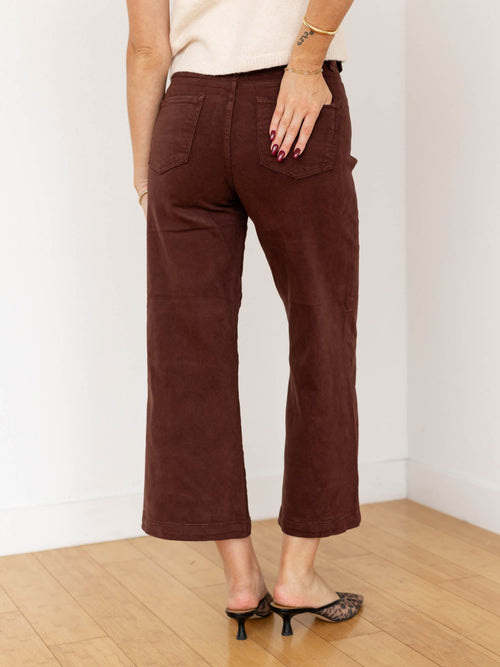 cropped wide leg brown denim