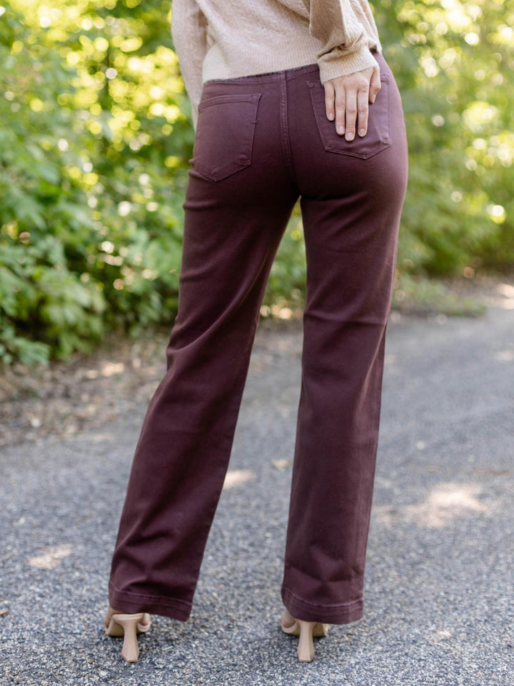 RISEN Choco Brown Tummy Control High Rise Straight