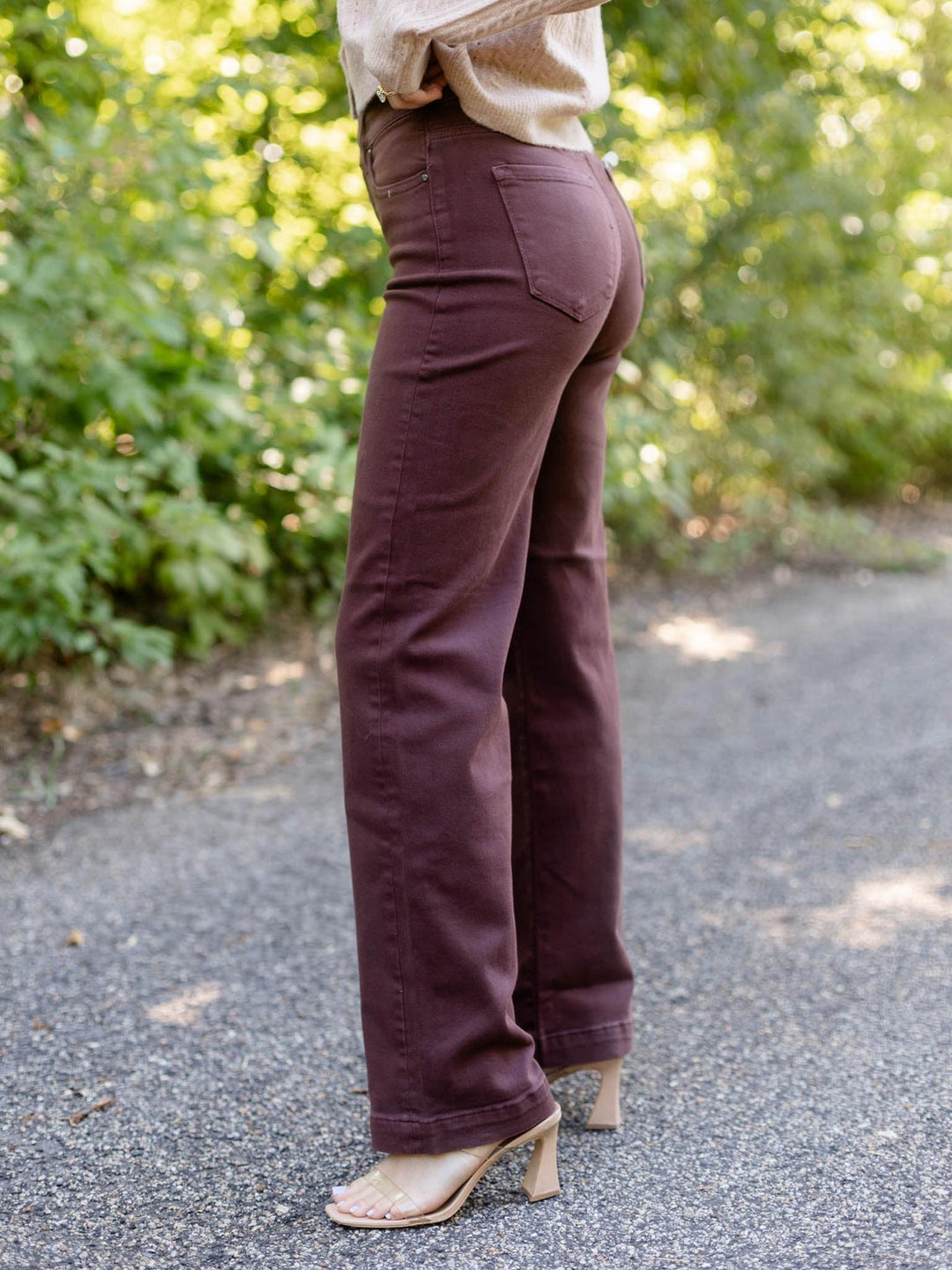 RISEN Choco Brown Tummy Control High Rise Straight