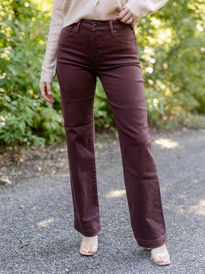 RISEN Choco Brown Tummy Control High Rise Straight