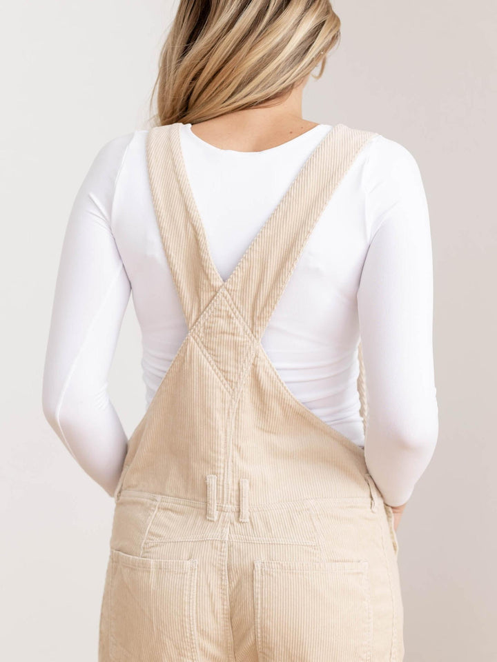 barrel style corduroy overalls