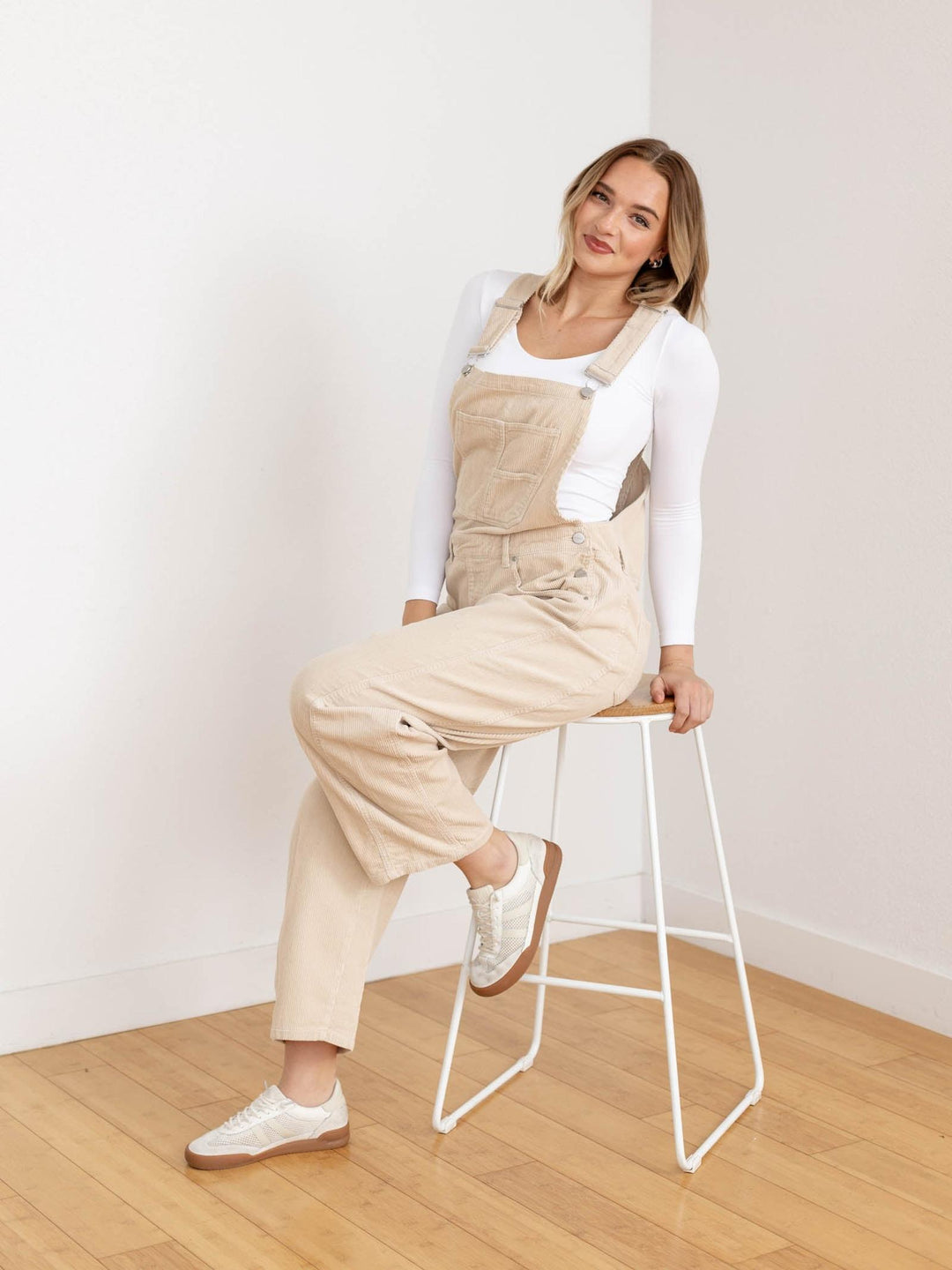 barrel style corduroy overalls